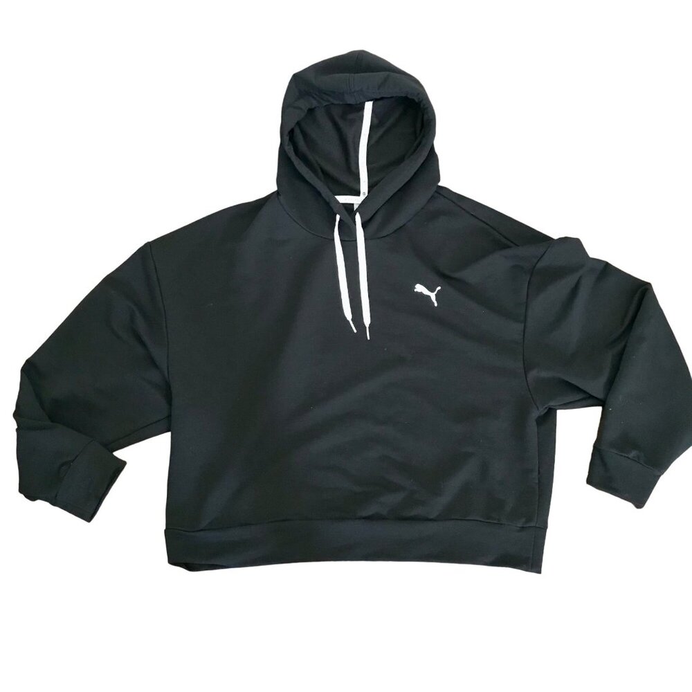 Puma Quick Dry Semi-Cropped Fit Black Lightweight Women's Athletic Hoodie Size L